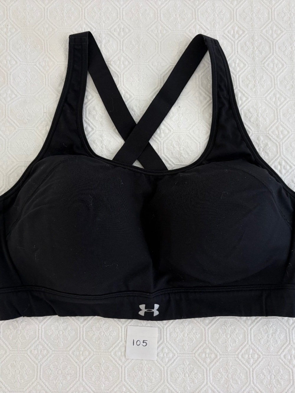 Under Armour Black High Impact Sports Bra XL Adjustable Criss Cross Straps (105)